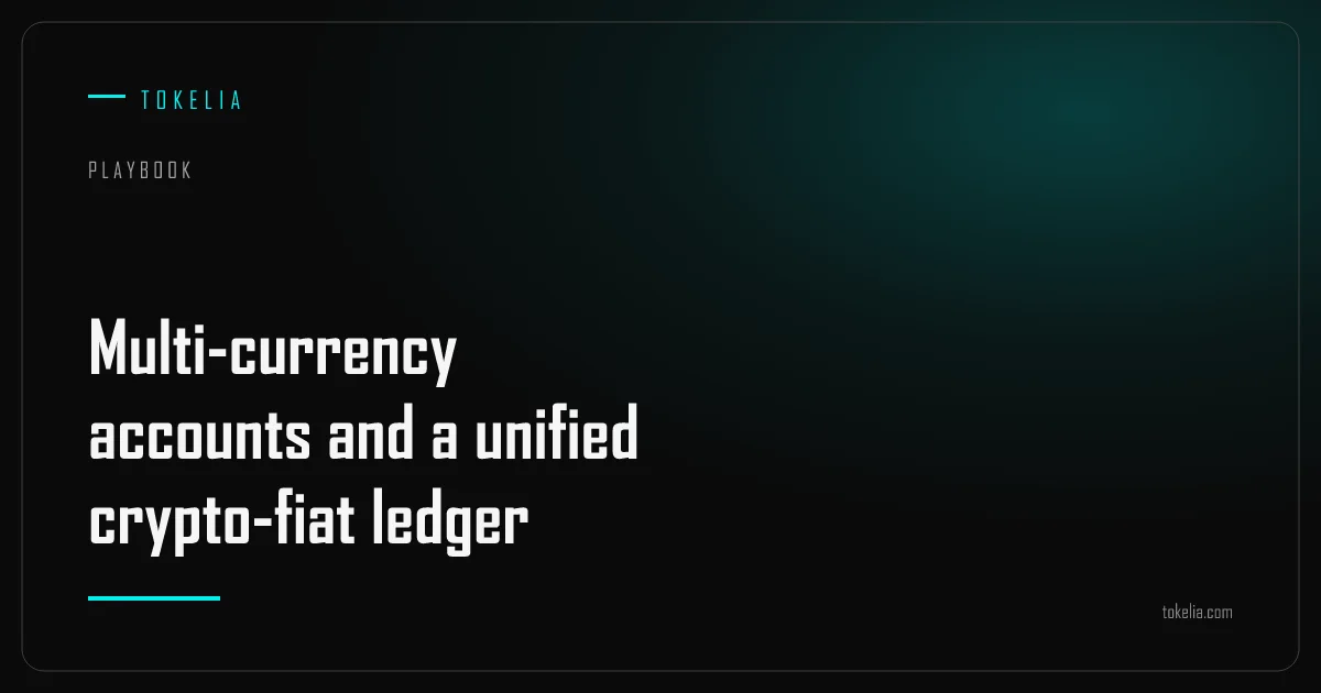 Several currency sub-accounts converging into one unified crypto and fiat ledger
