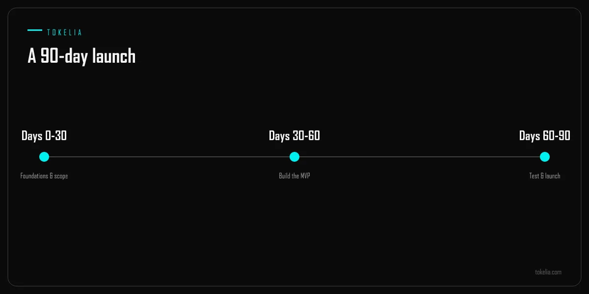 A 90-day launch timeline in three phases